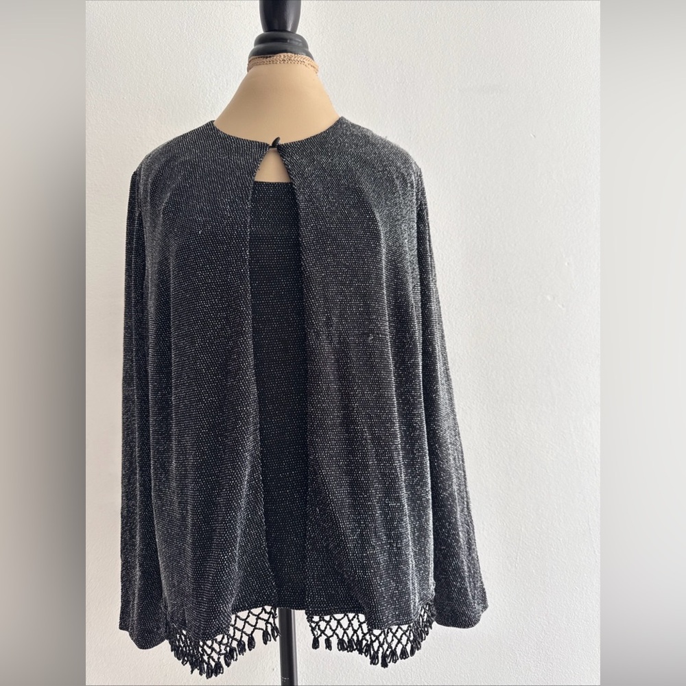 Xscape Elegant Blouse & Jacket Black Metallic